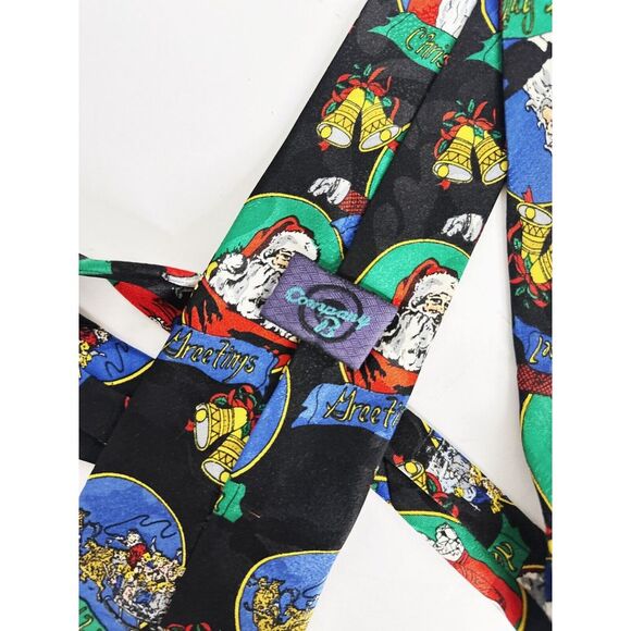 SANTA JINGLE BELLS‎ Christmas Men's Necktie COMPANY B TIES BLACK RED - Picture 4 of 5